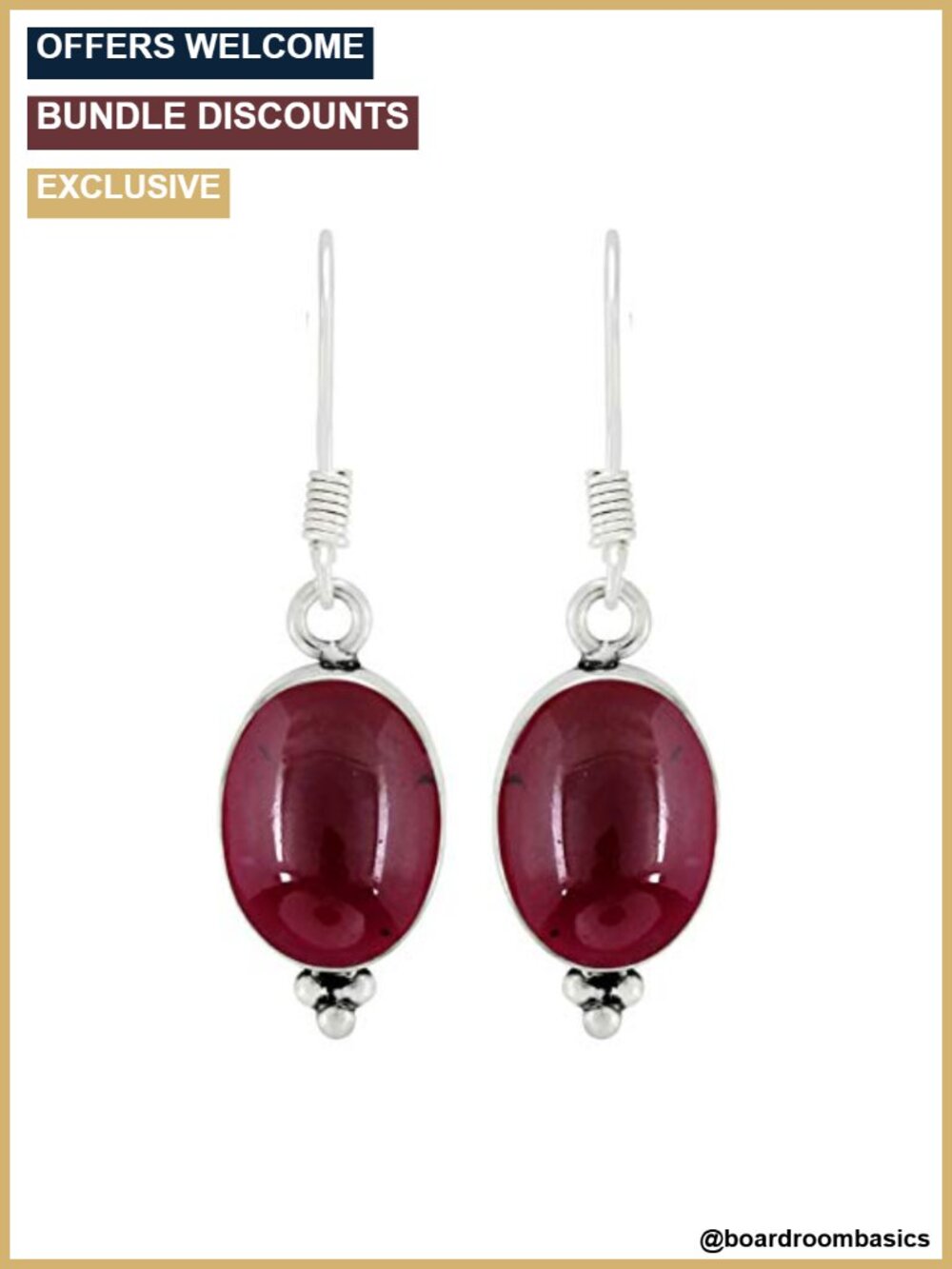 Natural Garnet Dangle Earrings 925 Silver Plated Over Brass Drop